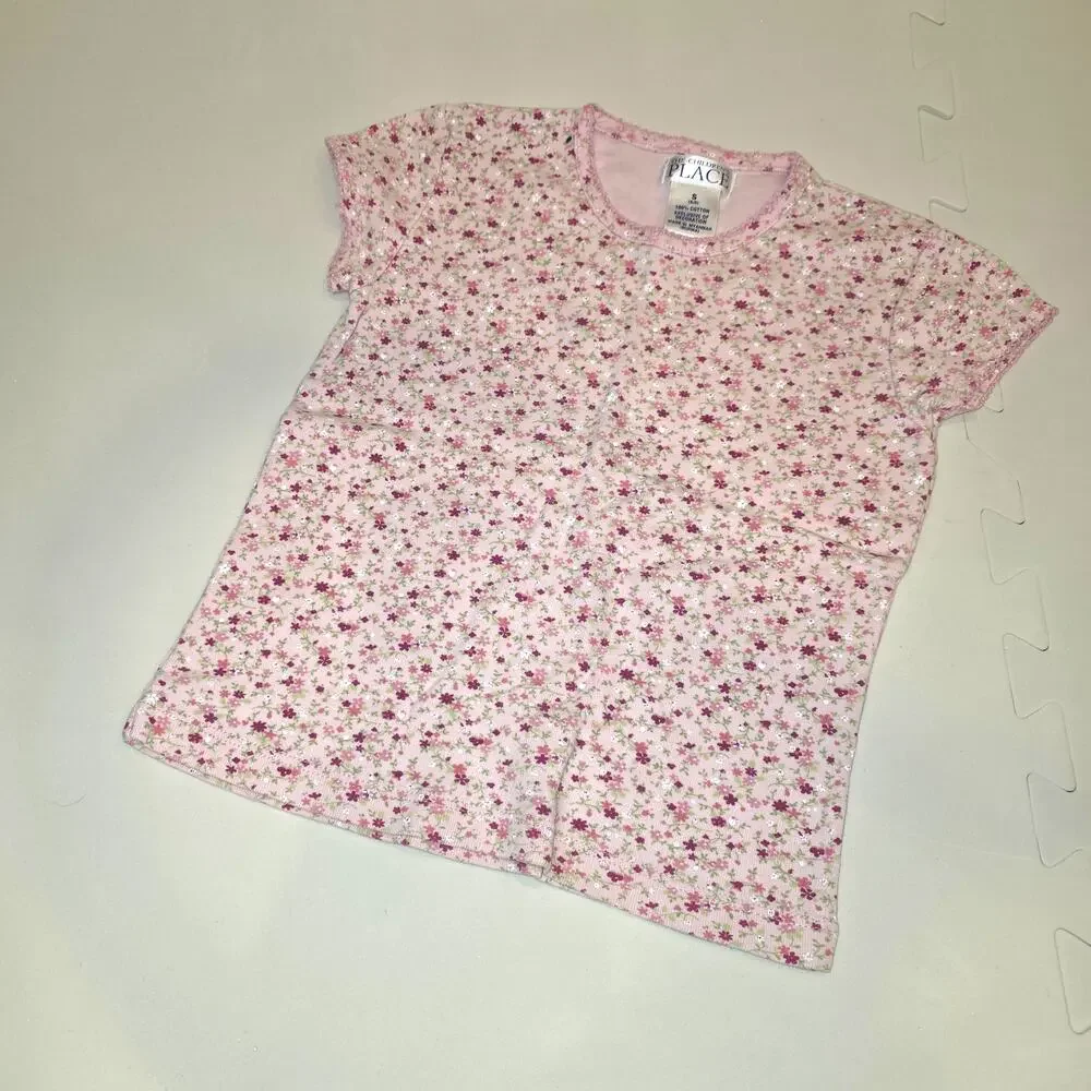 Vintage The Children's Place pink floral short sleeve top sz‎ S